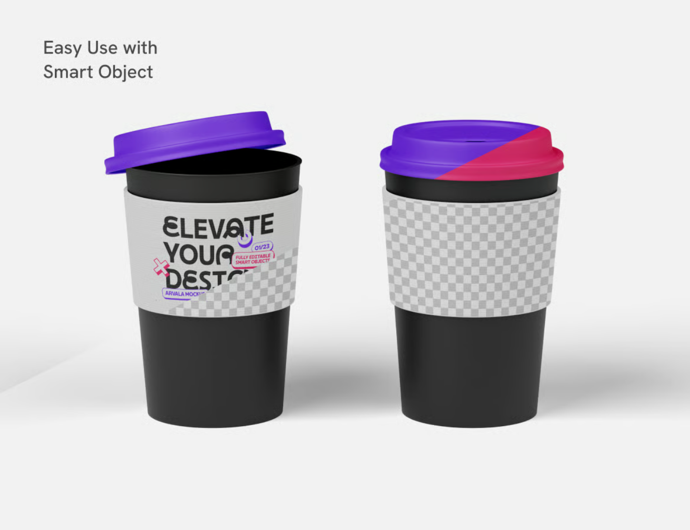 PSD分层纸杯样机3D立体效果可换色高清免抠图设计素材模板Paper Cup Mockup-果觅网