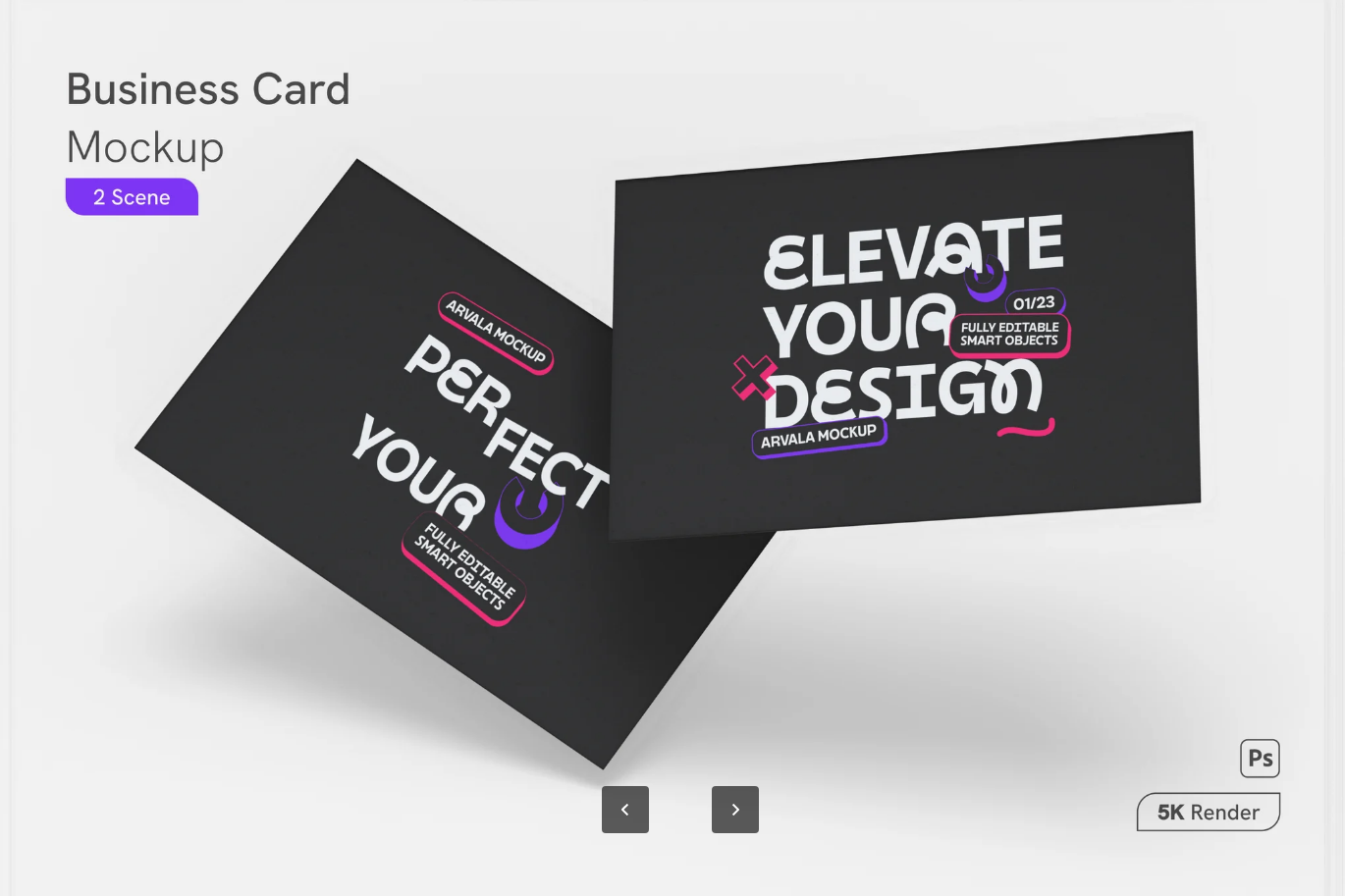 G6632 高端商务名片样机PSD分层可编辑企业VI设计品牌展示模板Business Card Mockup