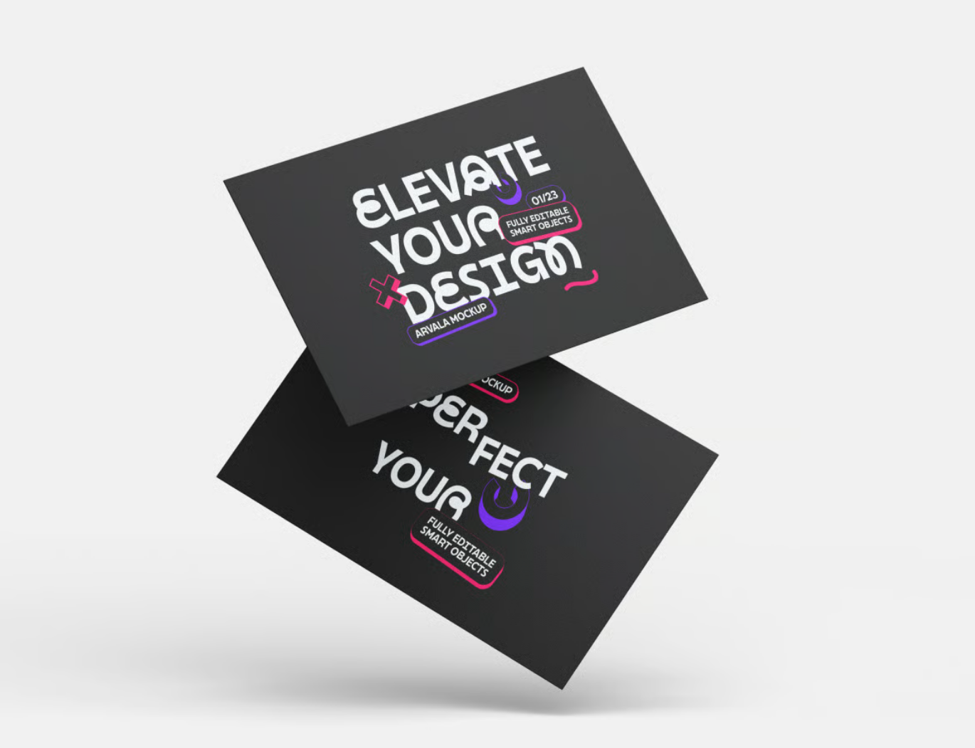 高端商务名片样机PSD分层可编辑企业VI设计品牌展示模板Business Card Mockup-果觅网