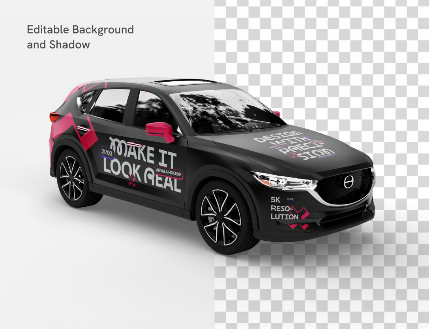 PSD分层Crossover SUV汽车3D样机高精度多角度广告设计素材Crossover SUV Car Mockup-果觅网