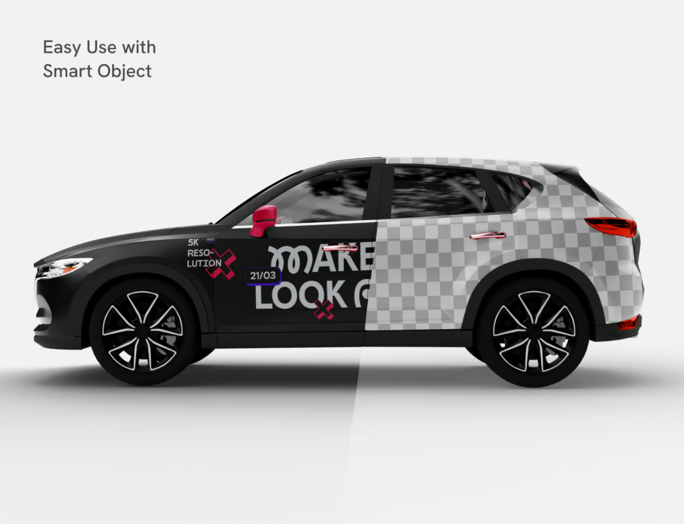 PSD分层Crossover SUV汽车3D样机高精度多角度广告设计素材Crossover SUV Car Mockup-果觅网