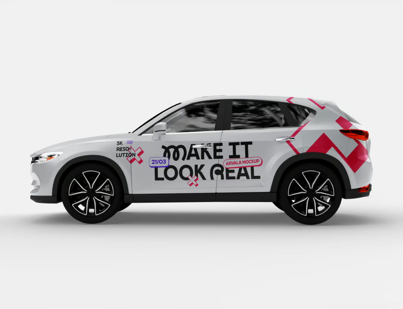 PSD分层Crossover SUV汽车3D样机高精度多角度广告设计素材Crossover SUV Car Mockup-果觅网