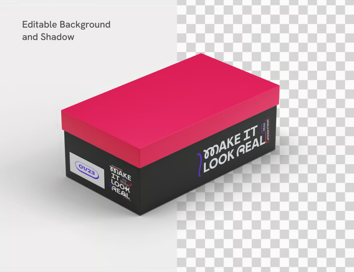 3D立体鞋盒样机高清PSD分层可编辑包装设计智能对象Shoes Box Mockup-果觅网