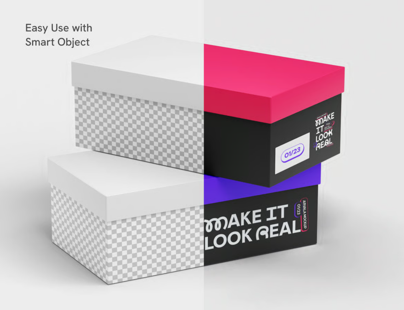 3D立体鞋盒样机高清PSD分层可编辑包装设计智能对象Shoes Box Mockup-果觅网