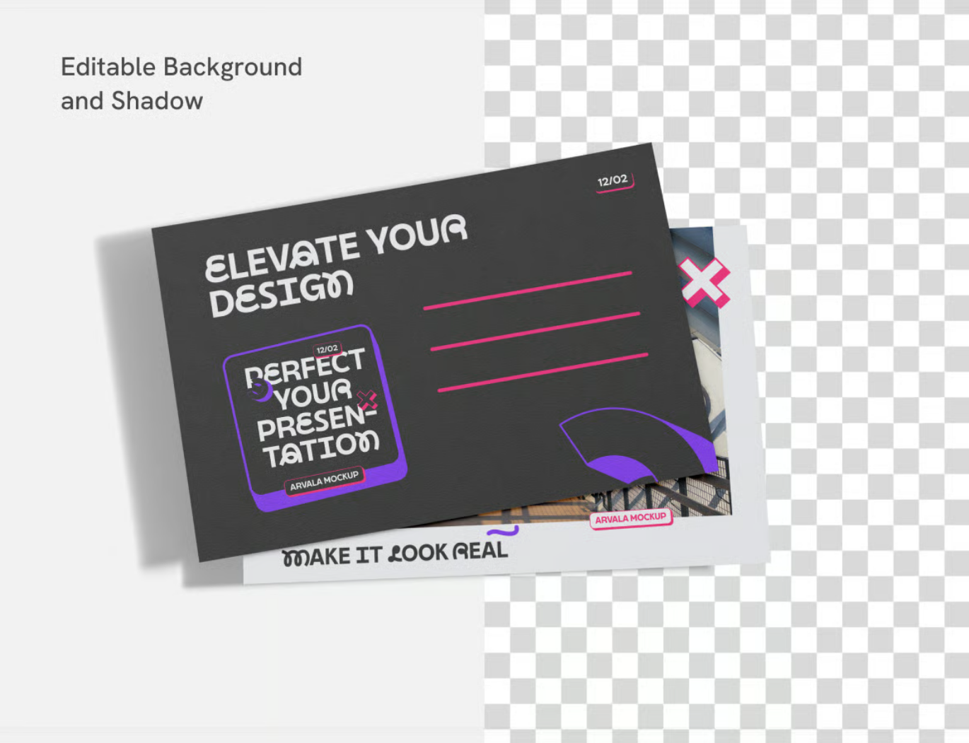 PS样机Postcard明信片Mockup可编辑分层AI+PSD印刷立体展示模板Postcard Mockup-果觅网