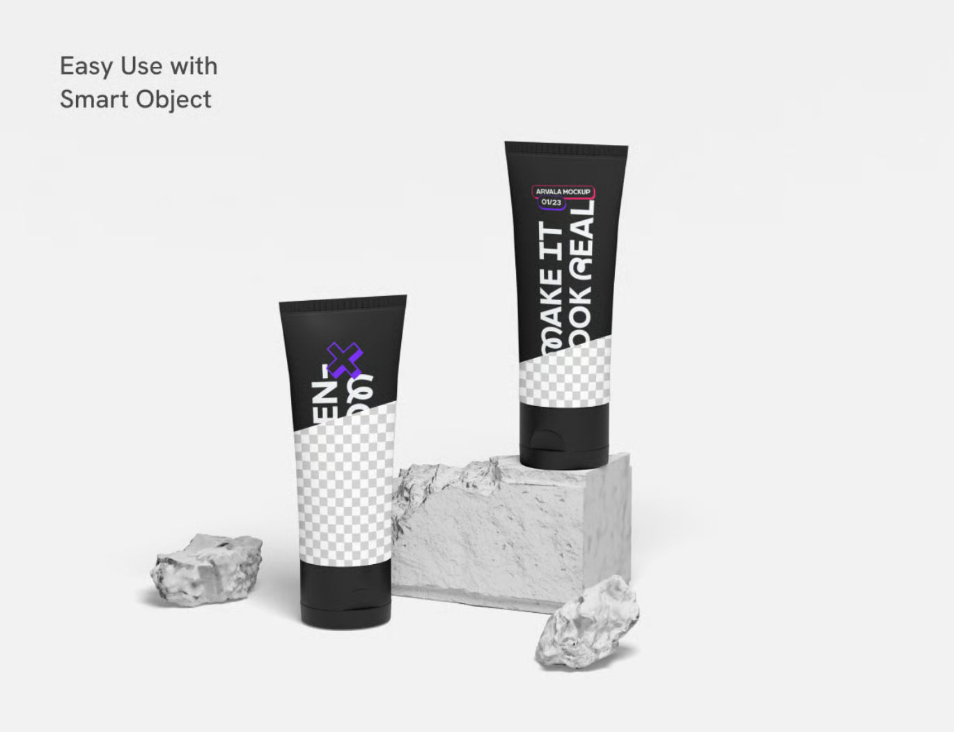 高端化妆品管样机PSD分层素材3D立体效果透明背景可编辑文字层Cosmetic Tube Mockup-果觅网