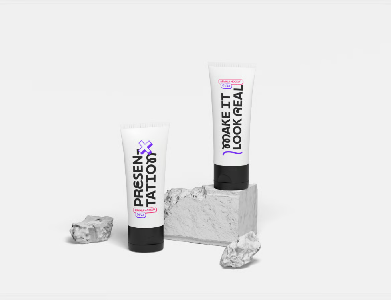 高端化妆品管样机PSD分层素材3D立体效果透明背景可编辑文字层Cosmetic Tube Mockup-果觅网