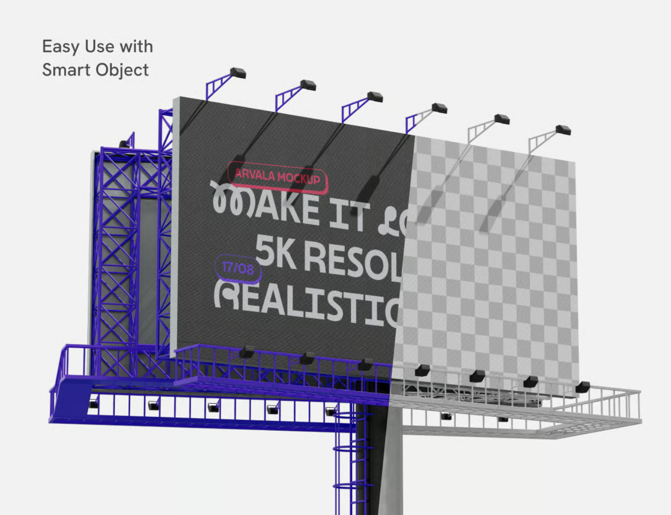 PS样机户外广告牌Mockup高清分层可编辑3D效果商业设计PSD智能对象Outdoor Billboard Mockup-果觅网