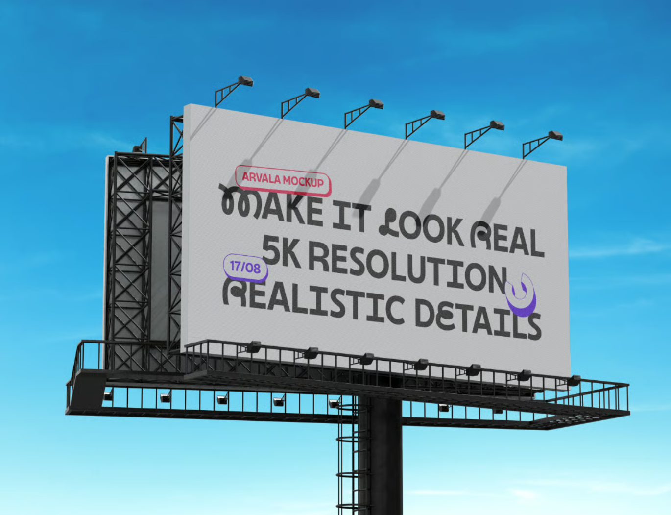 PS样机户外广告牌Mockup高清分层可编辑3D效果商业设计PSD智能对象Outdoor Billboard Mockup-果觅网