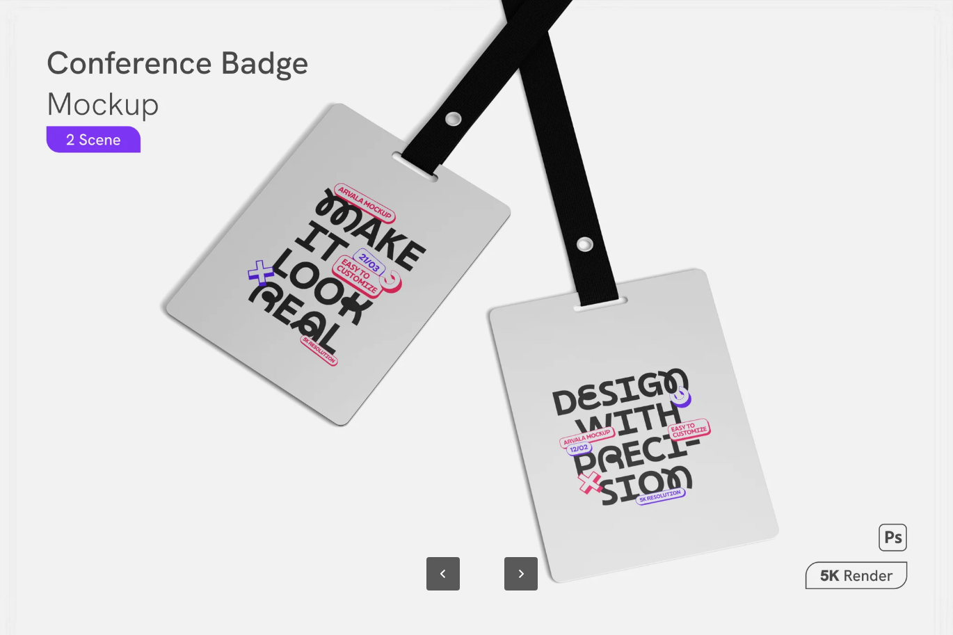G6683 高端商务会议徽章样机PSD分层可编辑VIP胸牌设计素材模板Converence Badge Mockup