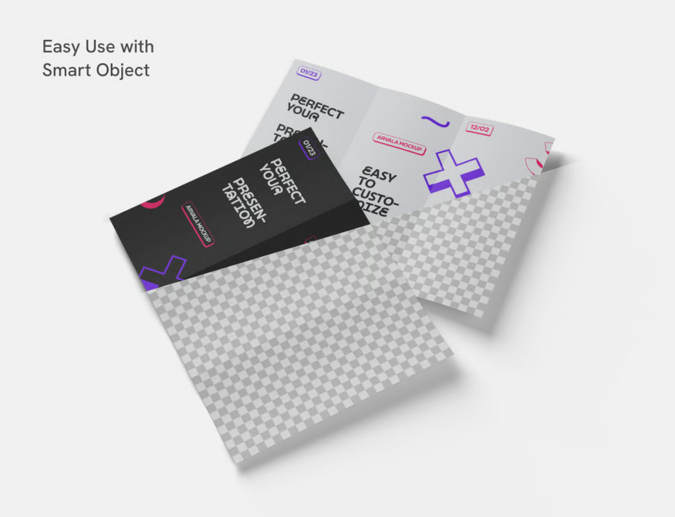 高端三折页宣传册PSD样机企业画册可编辑图层品牌VI设计素材Trifold Brochure Mockup-果觅网