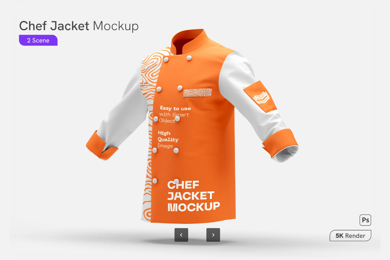 G6687 厨师服样机PSD分层高清模板餐饮美食包装设计免抠图素材Chef Jacket Mockup