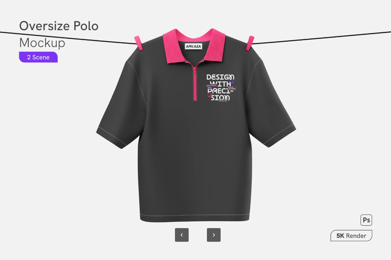 G6702 oversize polo衫样机素材psd分层mockup模板服装设计立体展示可编辑Oversize Polo Shirt Mockup