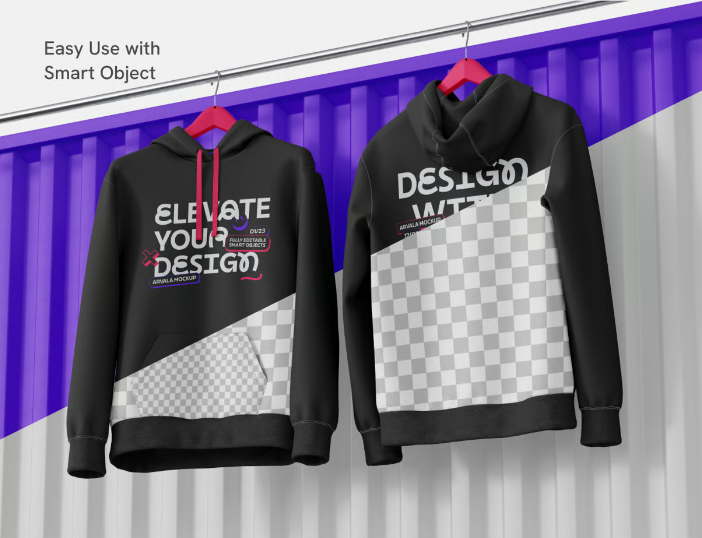 PS分层卫衣样机模板Hoodie Mockup服装设计效果图T恤素材可编辑源文件Hoodie Mockup-果觅网