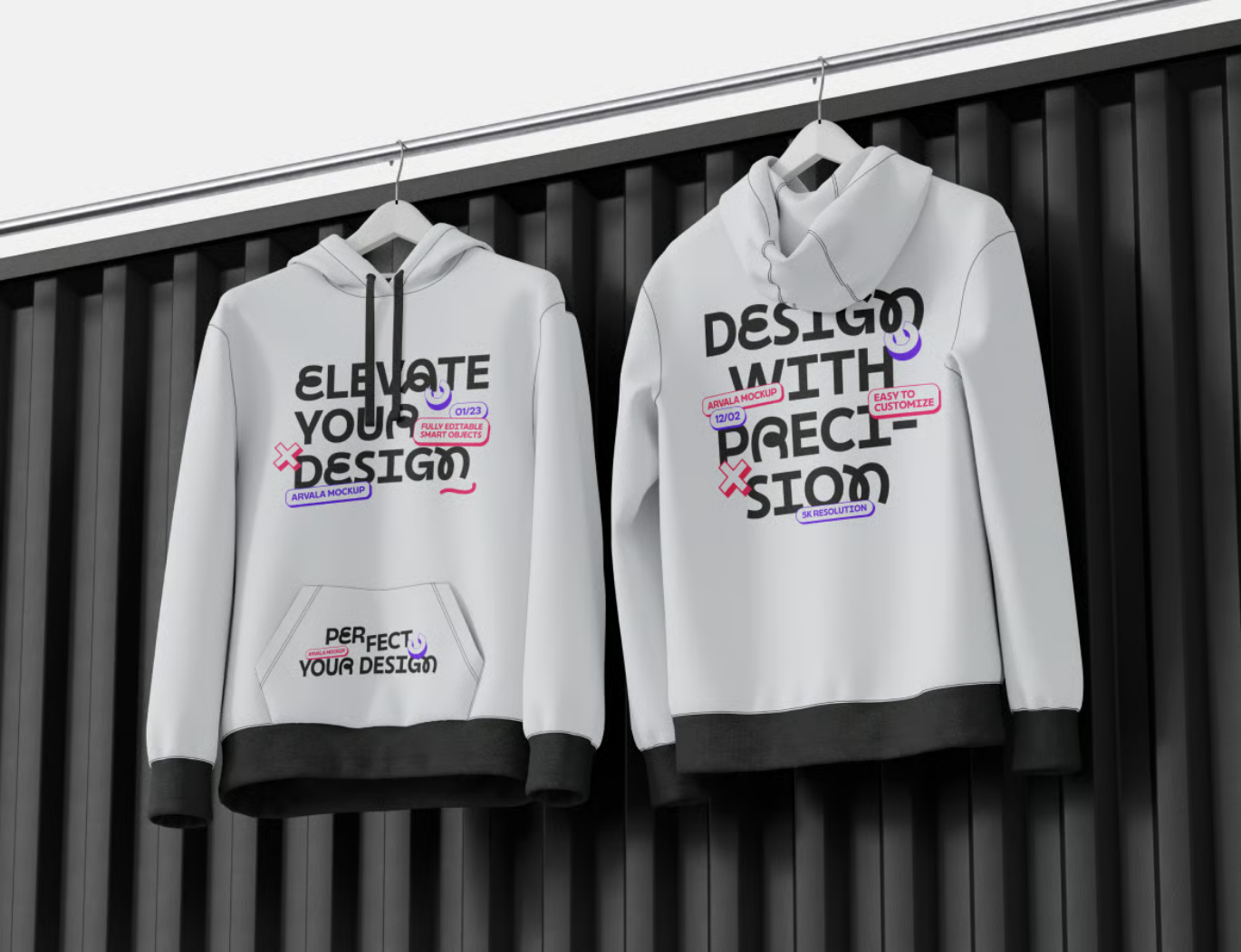PS分层卫衣样机模板Hoodie Mockup服装设计效果图T恤素材可编辑源文件Hoodie Mockup-果觅网