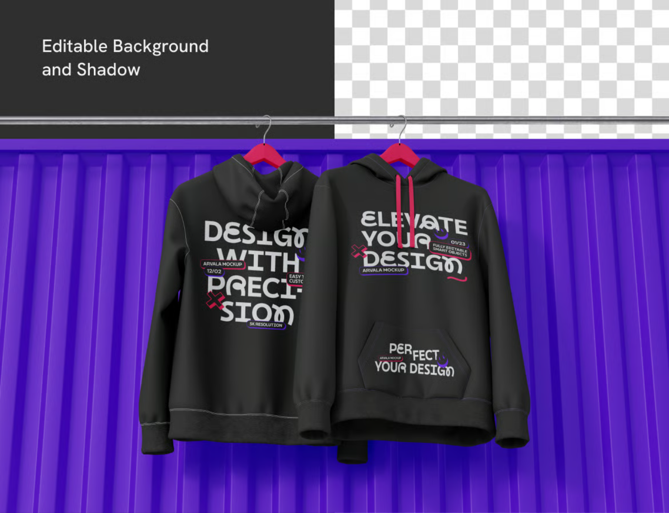 PS分层卫衣样机模板Hoodie Mockup服装设计效果图T恤素材可编辑源文件Hoodie Mockup-果觅网