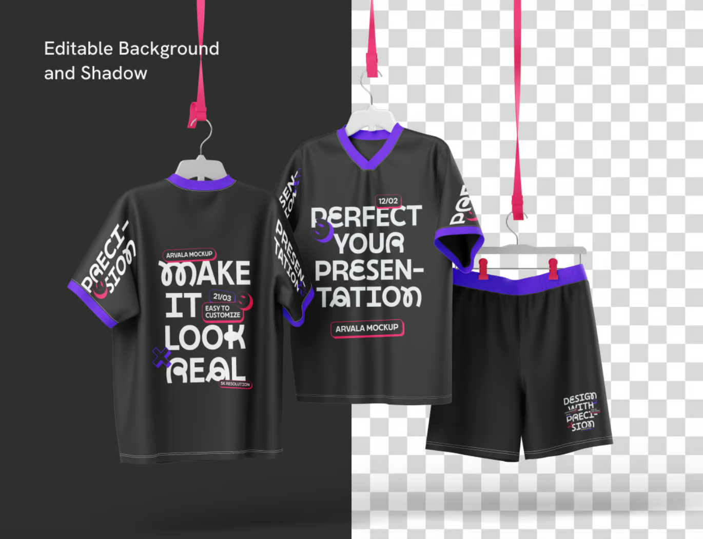 专业级PSD分层Jersey样机高清服装设计T恤效果图设计师必备素材模板Jersey Mockup-果觅网