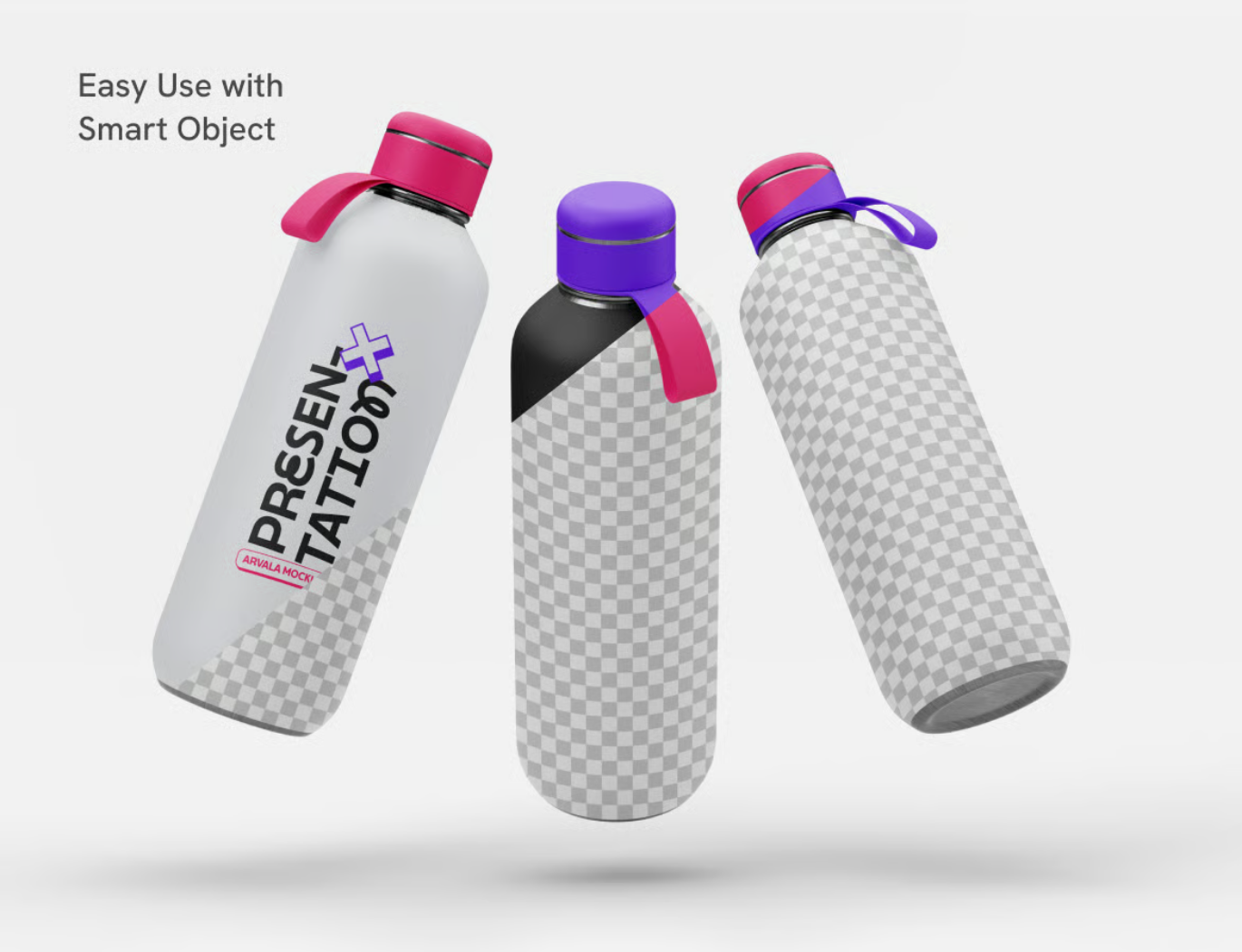 3D水瓶样机PSD分层高清质感多角度可编辑文字设计素材Water Bottle Mockup-果觅网