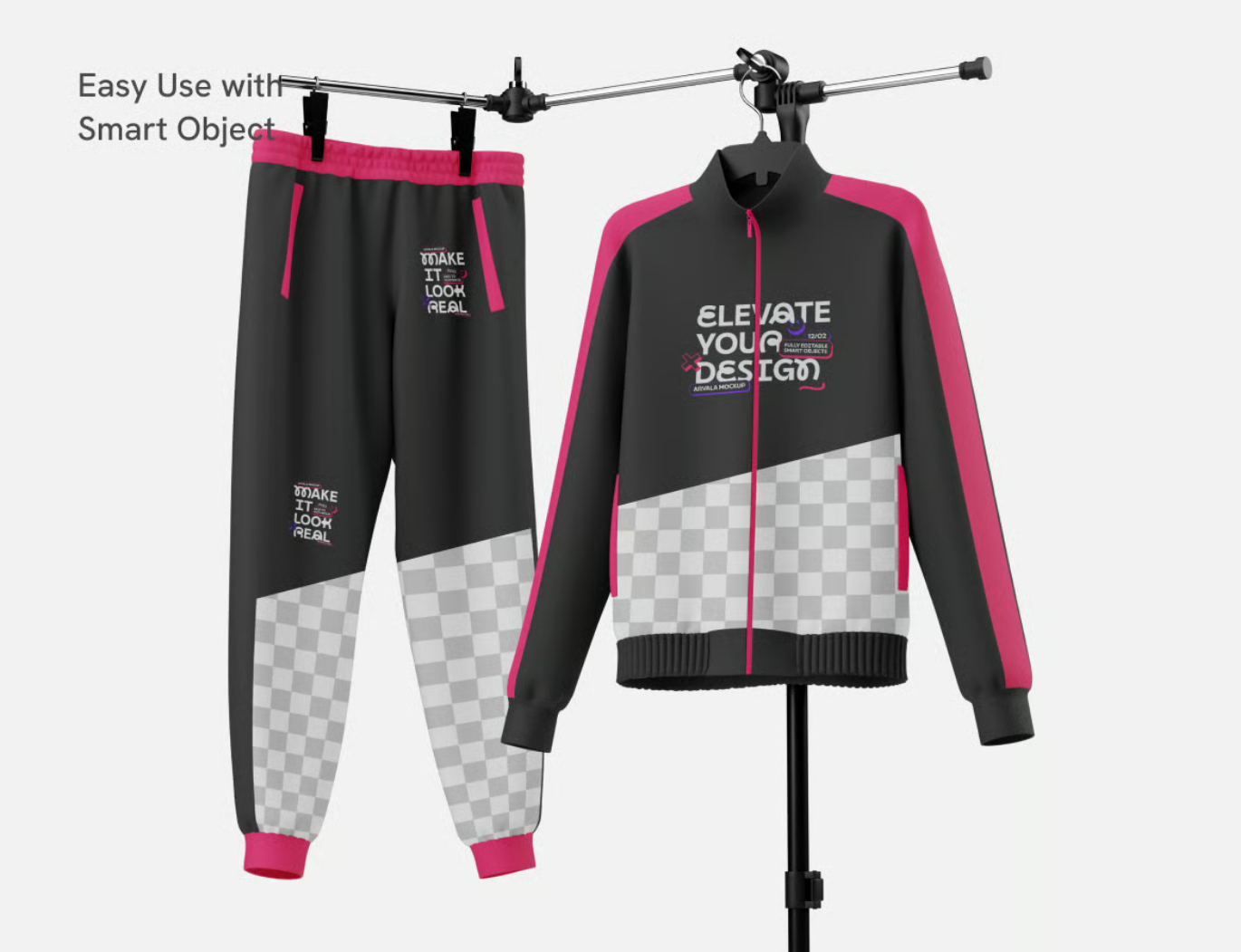 PS分层可编辑运动服3D样机素材高质量卫衣模板服装设计专用文件Tracksuit Mockup-果觅网