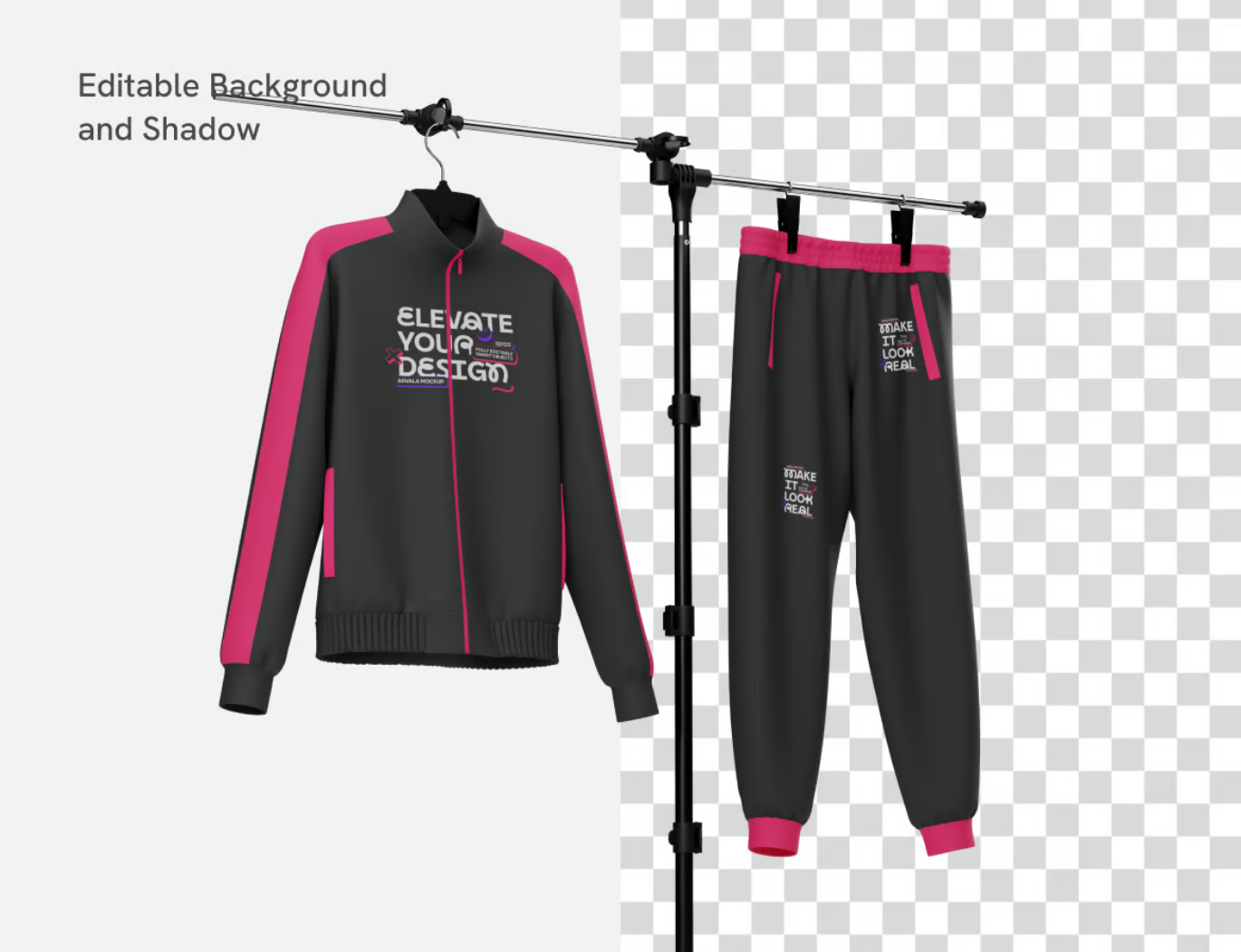 PS分层可编辑运动服3D样机素材高质量卫衣模板服装设计专用文件Tracksuit Mockup-果觅网