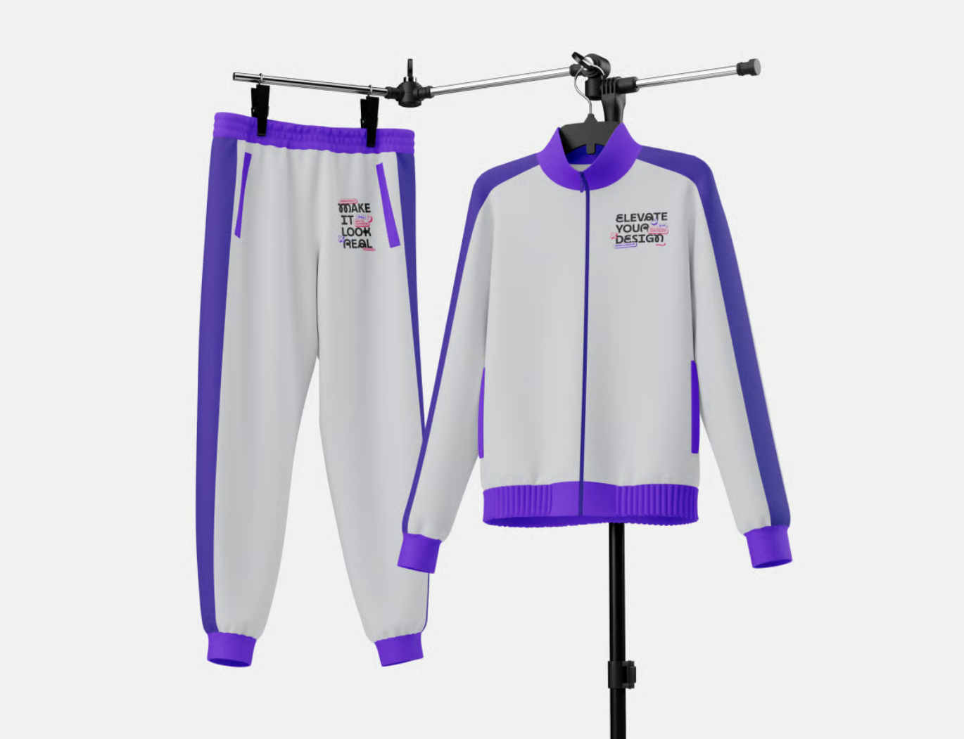 PS分层可编辑运动服3D样机素材高质量卫衣模板服装设计专用文件Tracksuit Mockup-果觅网