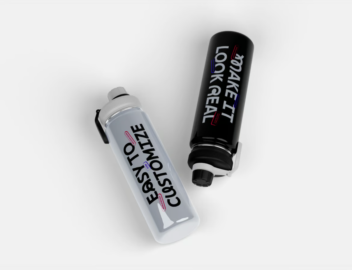 高精度水杯样机PSD素材分层可编辑3D模型多角度展示设计模板Water Bottle Mockup-果觅网