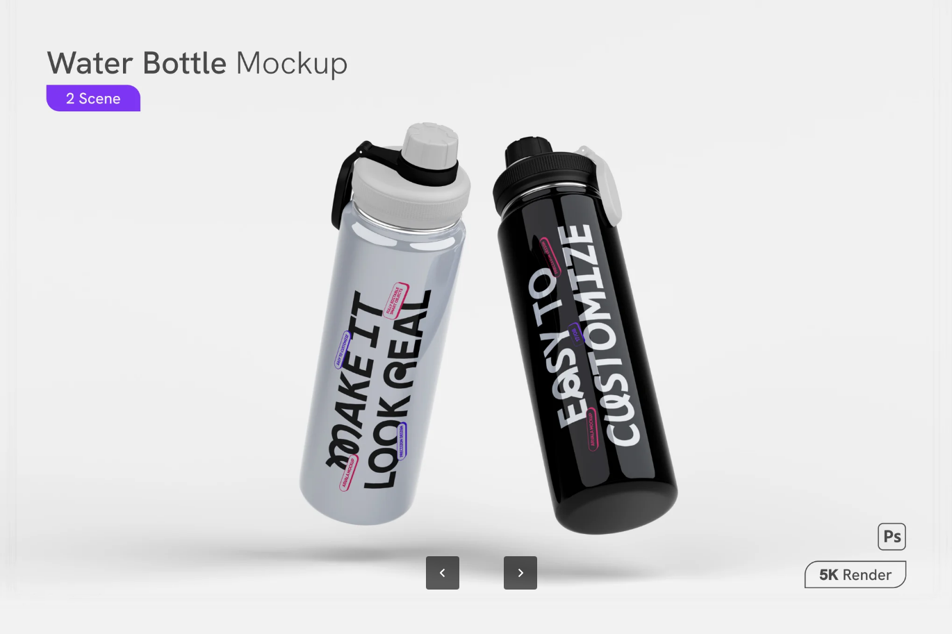 G6726 3D水杯样机PSD分层高清素材透明背景包装设计源文件可编辑Water Bottle Mockup