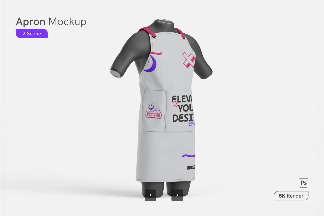 G6727 PS分层围裙样机高分辨率可编辑模板ApronMockup设计师必备素材Apron Mockup