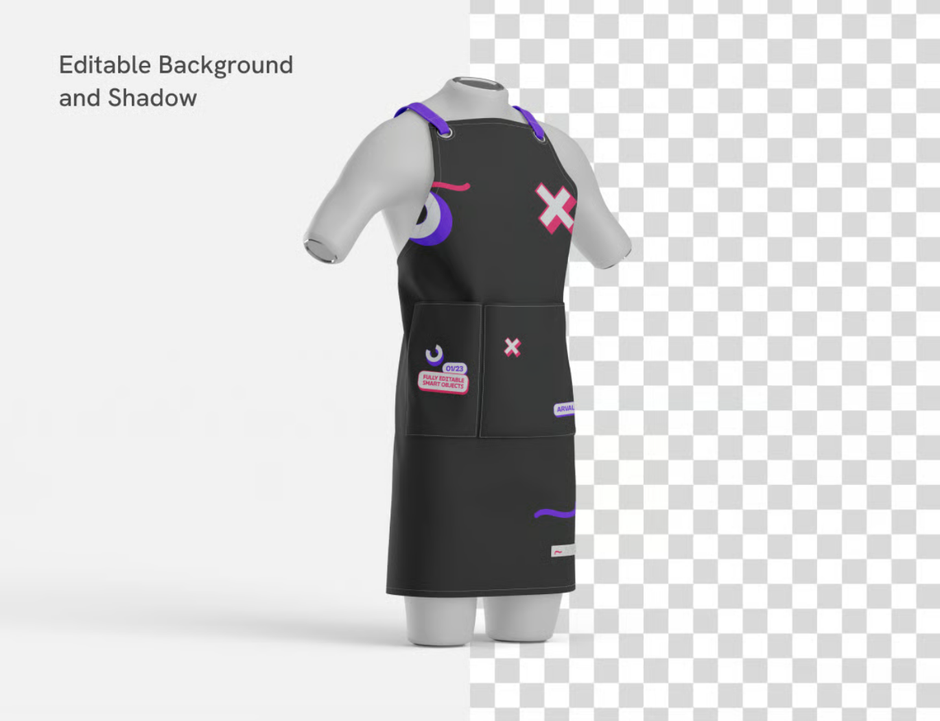 PS分层围裙样机高分辨率可编辑模板ApronMockup设计师必备素材Apron Mockup-果觅网