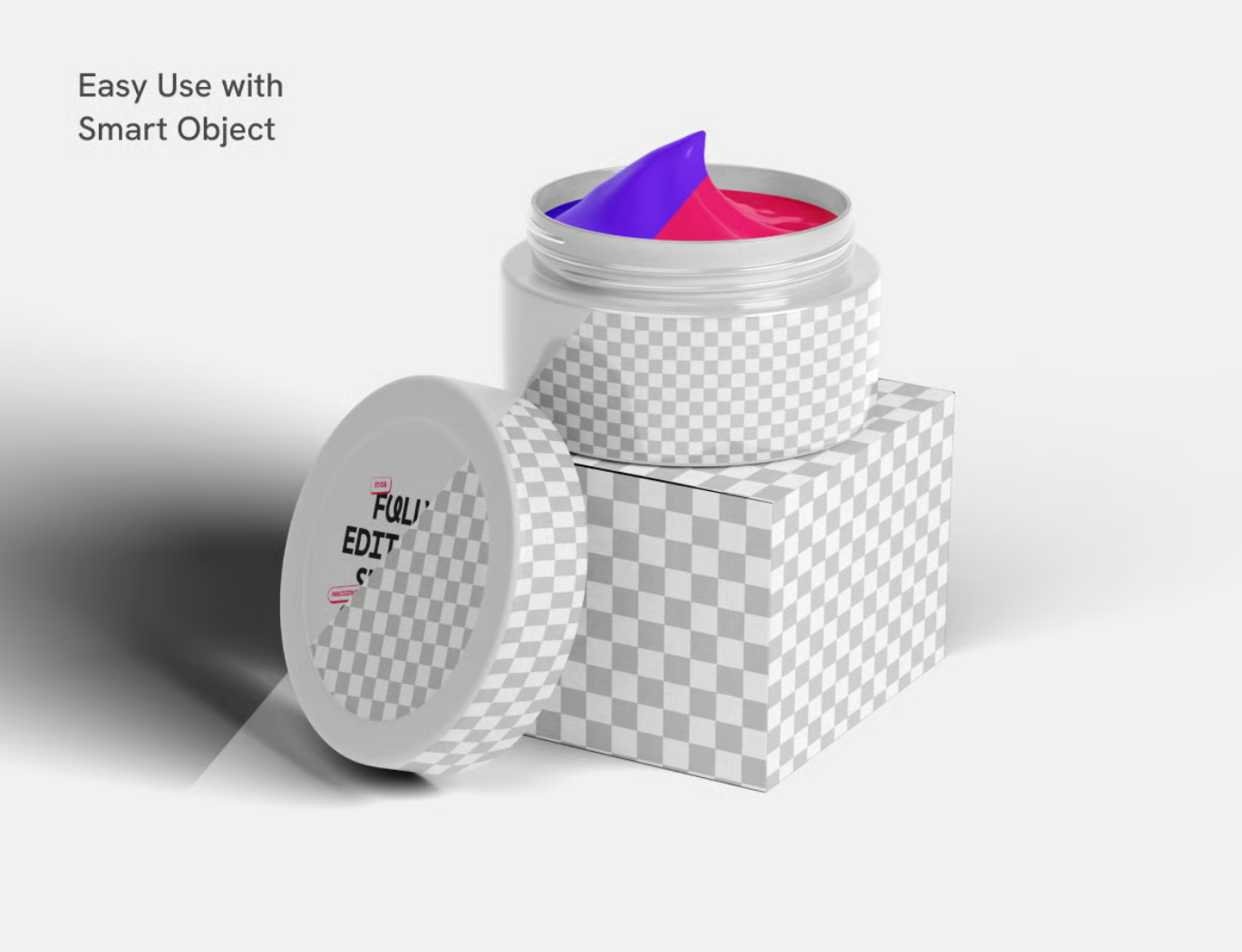 化妆品包装样机护肤品瓶3D立体展示PSD分层素材高端设计模板Cosmetic Cream Jar with Box Mockup-果觅网