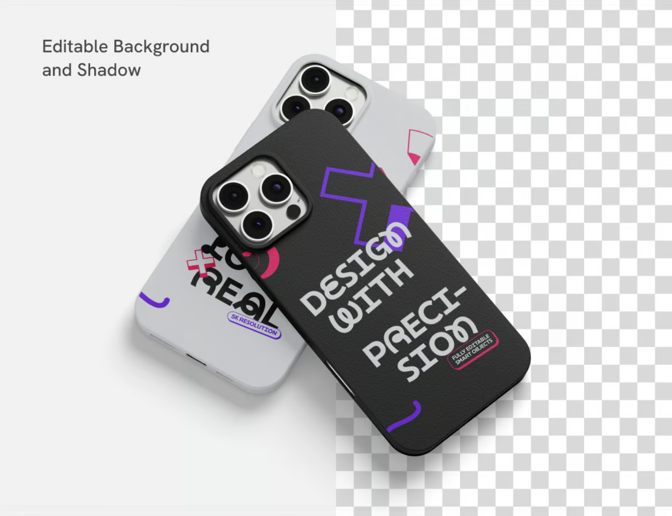 iPhone手机壳样机PSD分层模板3D立体效果高清透明背景iPhone Case Mockup-果觅网