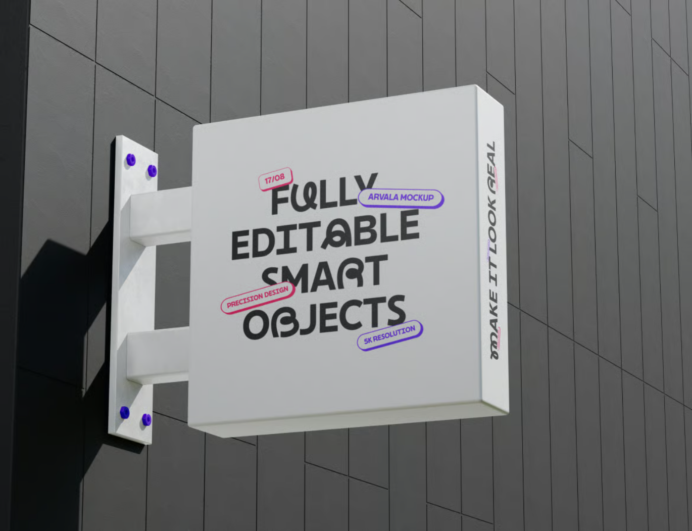 PS样机立体标牌3D效果高清可编辑分层智能对象设计素材SignBoxSign Box Mockup-果觅网
