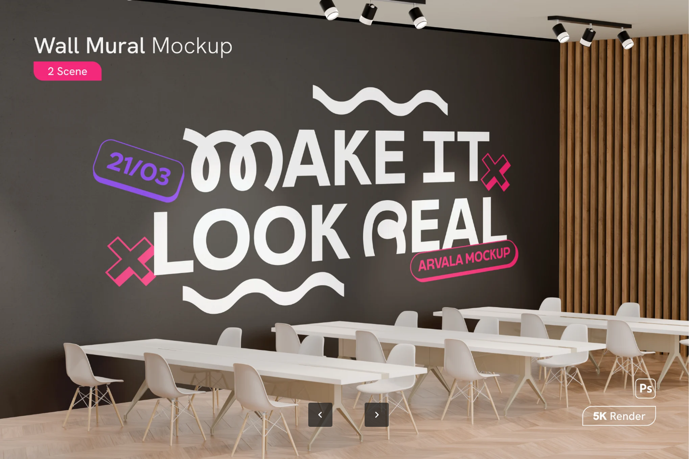 G6735 PS样机墙纸设计3D效果高清模板装饰素材设计师必备Wall Mural Mockup