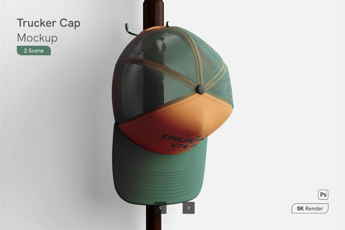 G6738 卡车帽3D分层PSD样机可换图棒球帽设计素材电商产品展示模板Trucker Cap Mockup