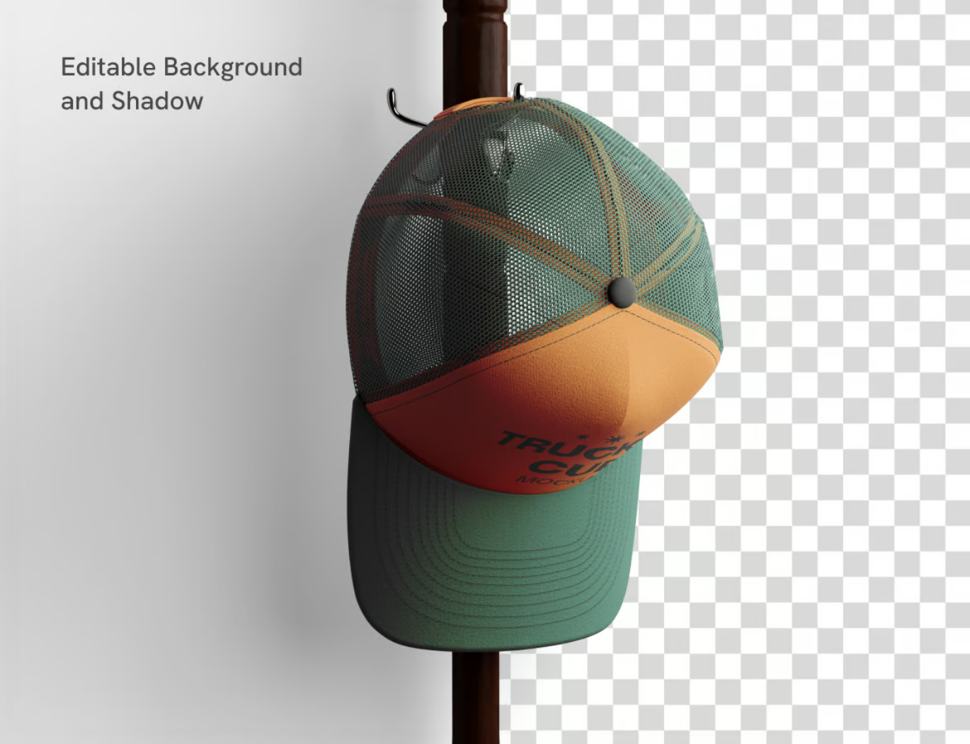 卡车帽3D分层PSD样机可换图棒球帽设计素材电商产品展示模板Trucker Cap Mockup-果觅网