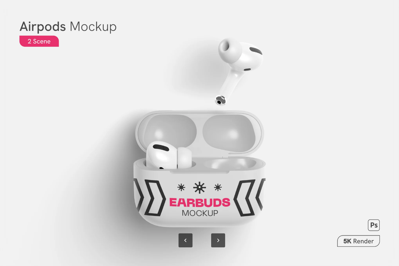 G6762 AirPods样机PSD分层素材高保真3D展示透明背景电子产品模型Airpods Mockup