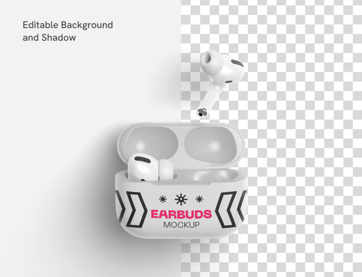 AirPods样机PSD分层素材高保真3D展示透明背景电子产品模型Airpods Mockup-果觅网