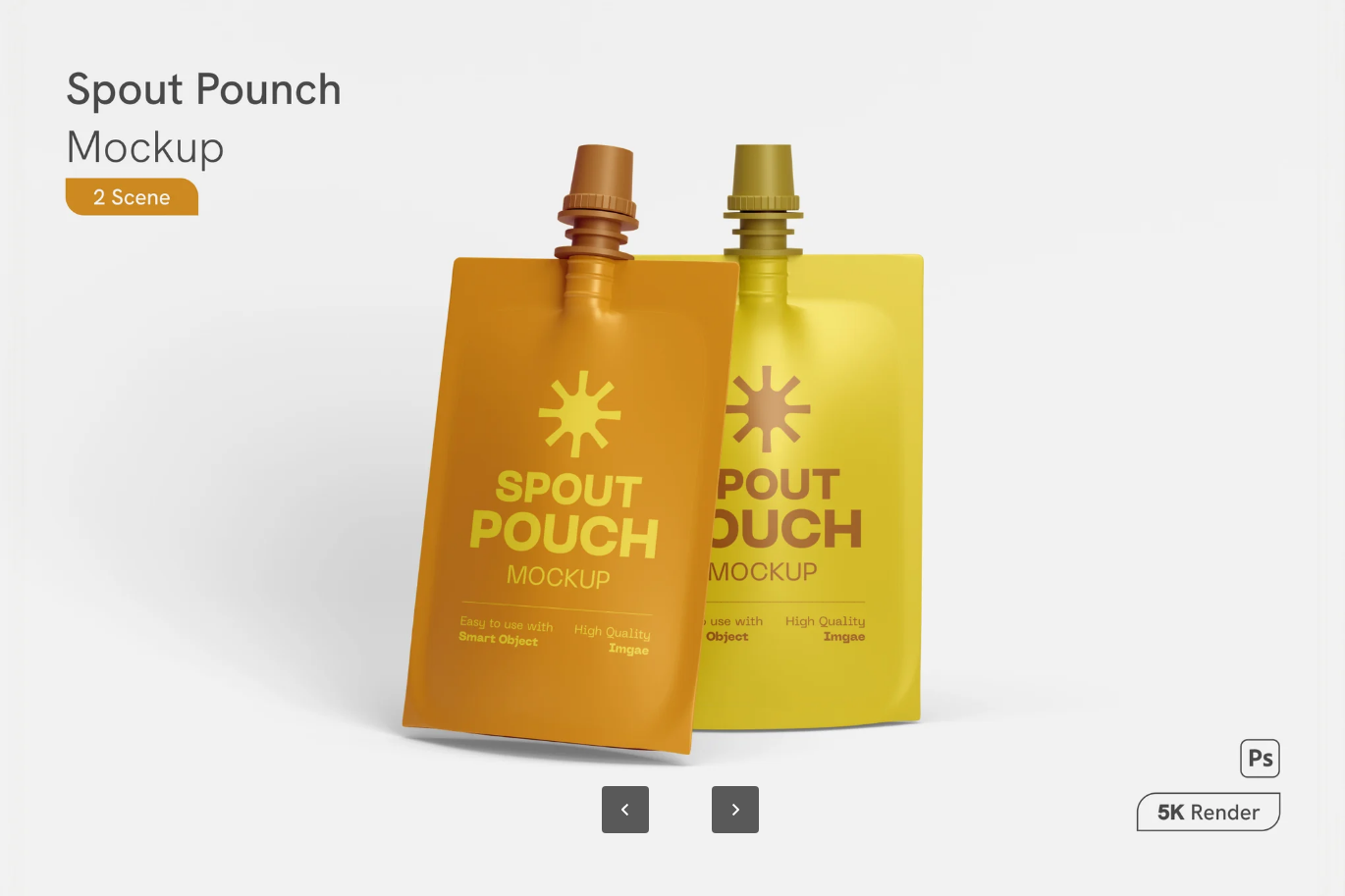 G6766 可编辑PSD分层软包装袋样机立体展示透明背景印刷级分辨率Spout Pouch Mockup