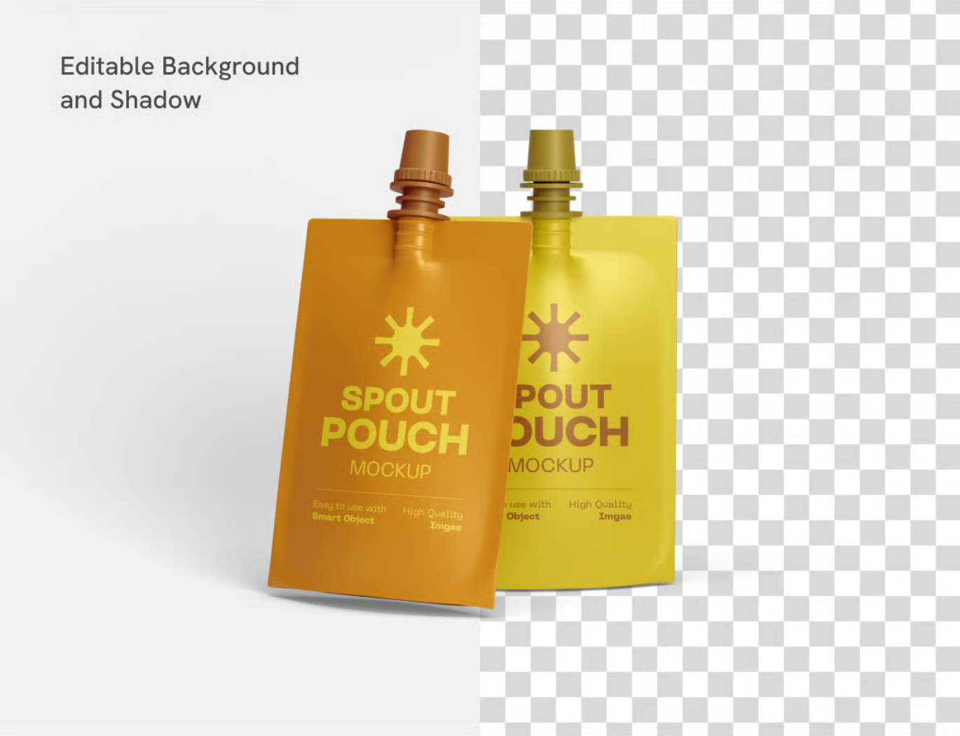 可编辑PSD分层软包装袋样机立体展示透明背景印刷级分辨率Spout Pouch Mockup-果觅网