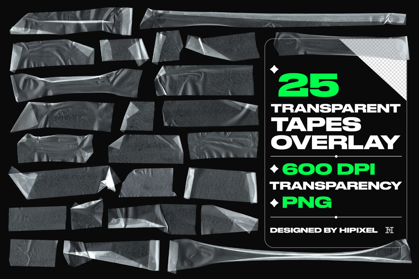 G6770 PNG透明胶带叠加分层PS素材创意设计元素高清贴纸效果免抠图Transparent Tapes Overlay