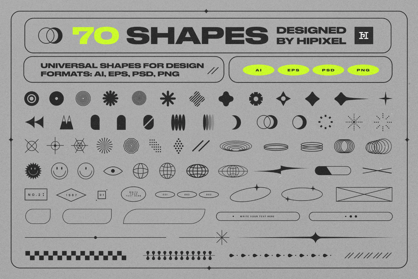 G6783 可编辑5000+矢量图形AI/EPS/PNG多格式设计师必备创意素材包Universal Shapes for Designers