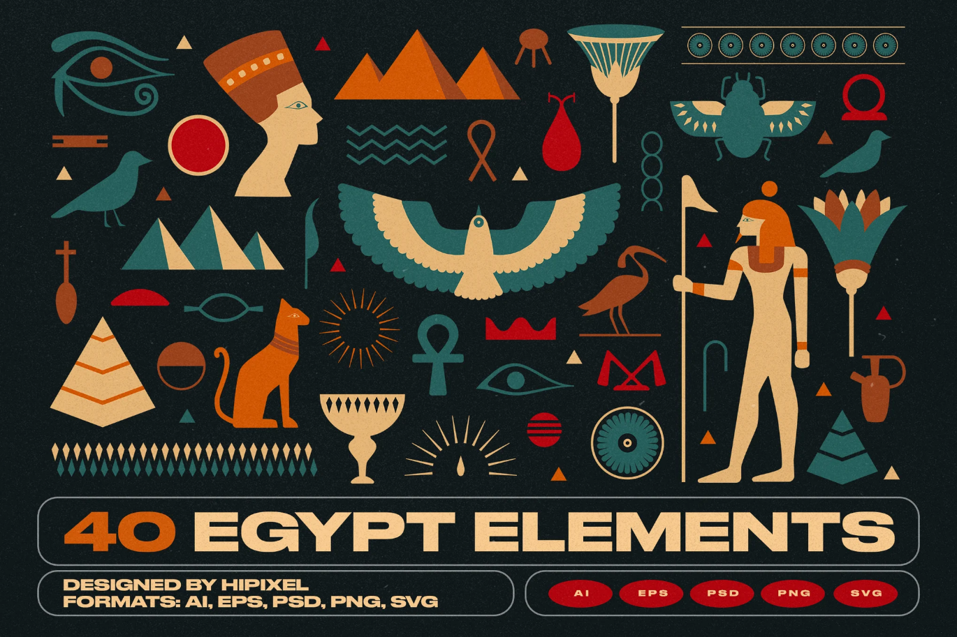 G6791 埃及元素40套矢量PSD分层高清设计素材包40 Egypt Elements