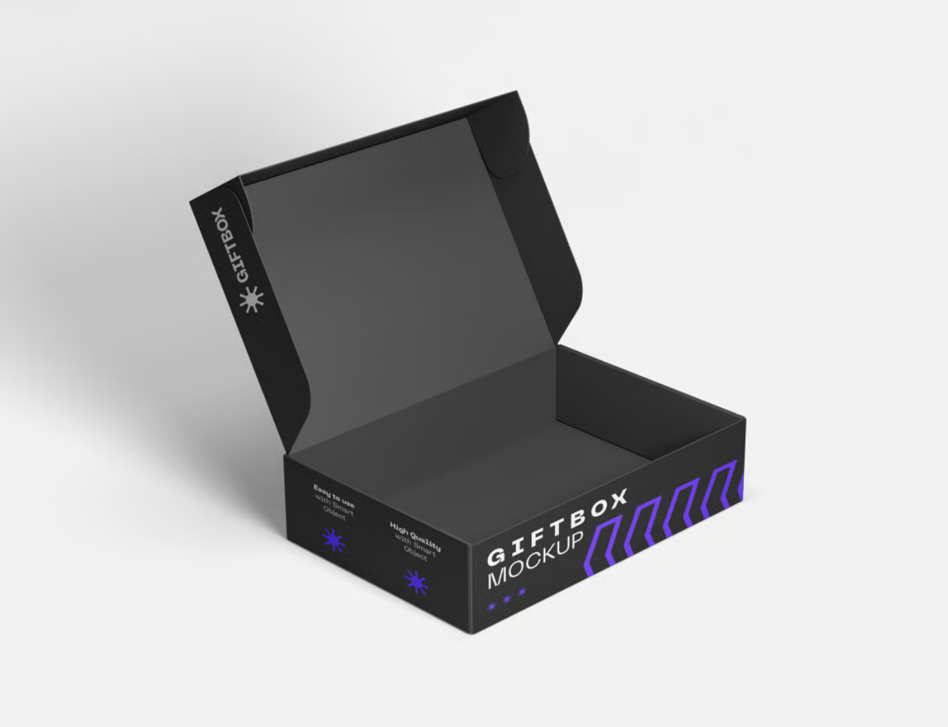 高端PSD礼品盒样机素材分层可编辑透明背景包装设计智能对象Giftbox Mockup-果觅网