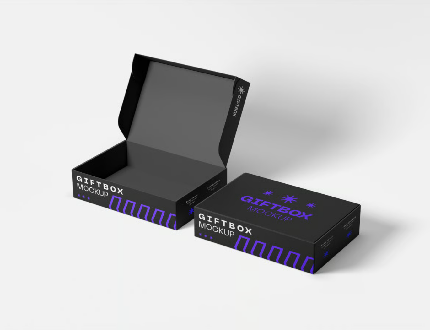 高端PSD礼品盒样机素材分层可编辑透明背景包装设计智能对象Giftbox Mockup-果觅网