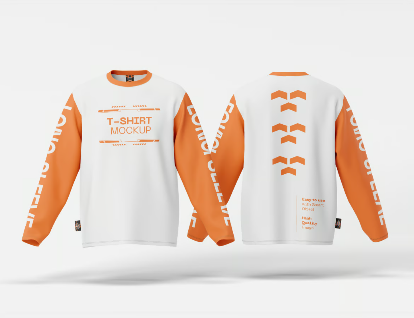 PS分层可编辑长袖T恤样机高清服装设计素材Mockup模板免抠图Long Sleeve T-Shirt Mockup-果觅网