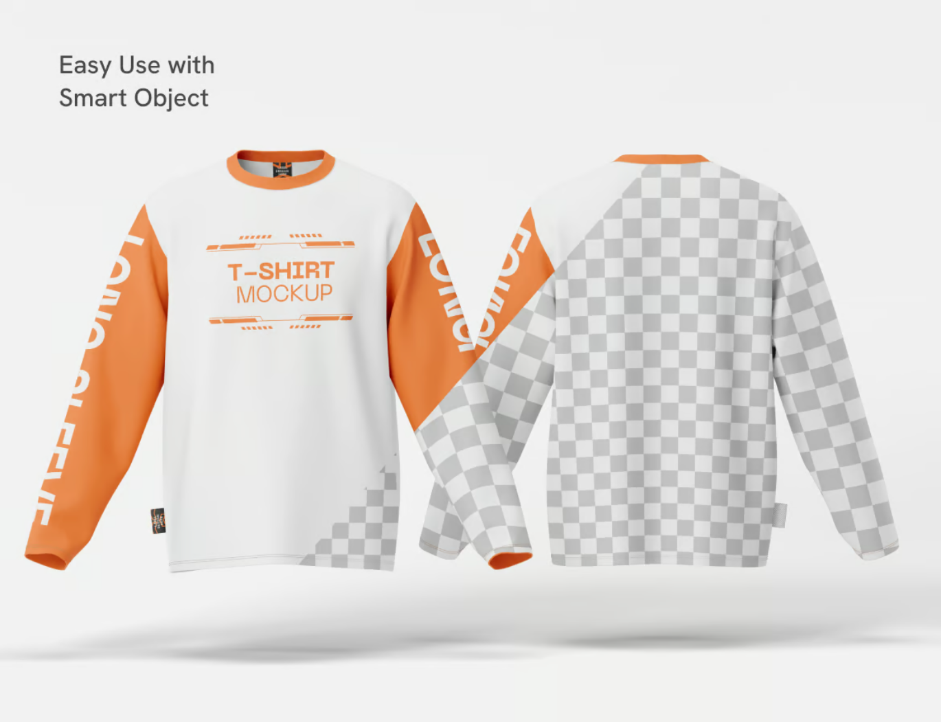 PS分层可编辑长袖T恤样机高清服装设计素材Mockup模板免抠图Long Sleeve T-Shirt Mockup-果觅网