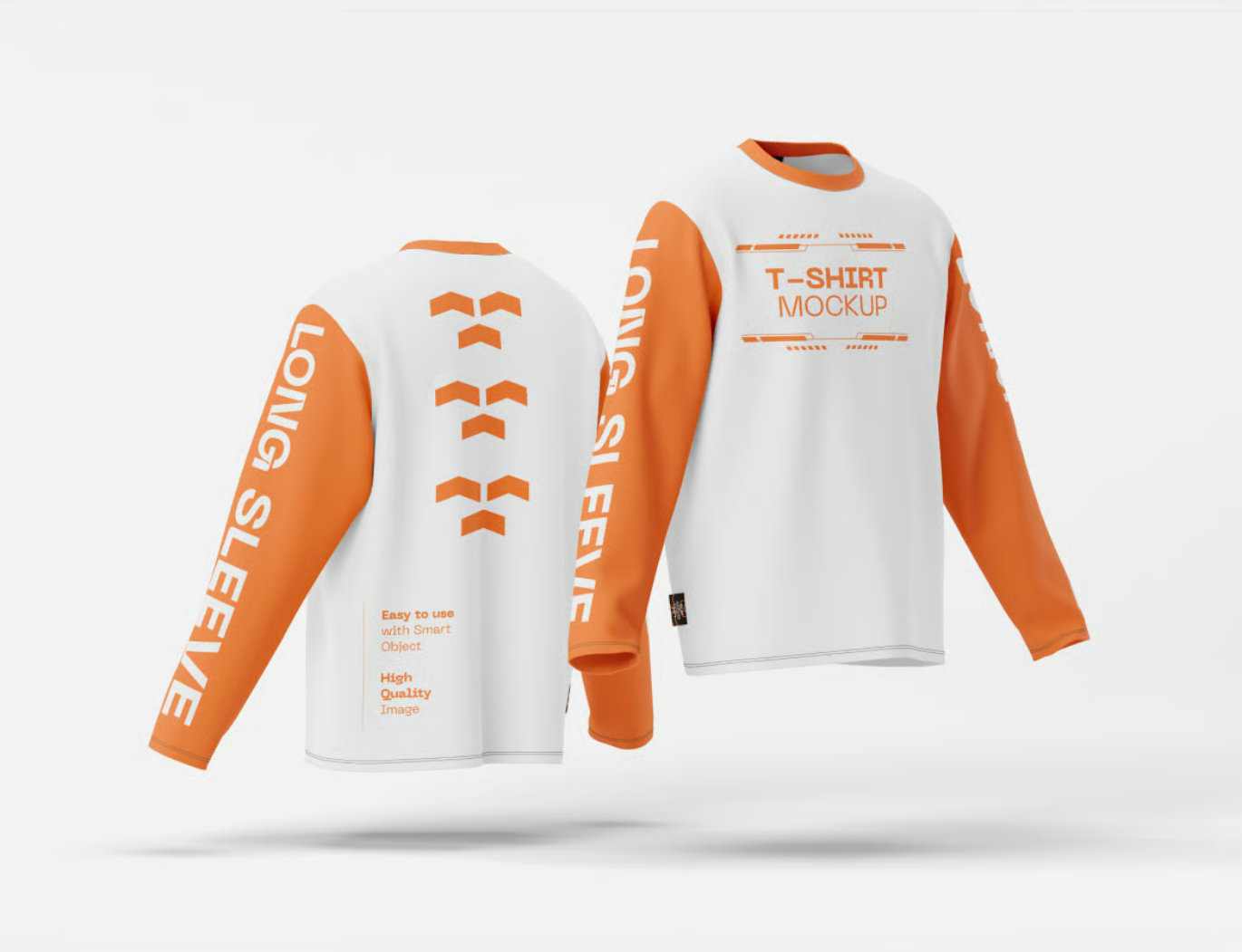 PS分层可编辑长袖T恤样机高清服装设计素材Mockup模板免抠图Long Sleeve T-Shirt Mockup-果觅网