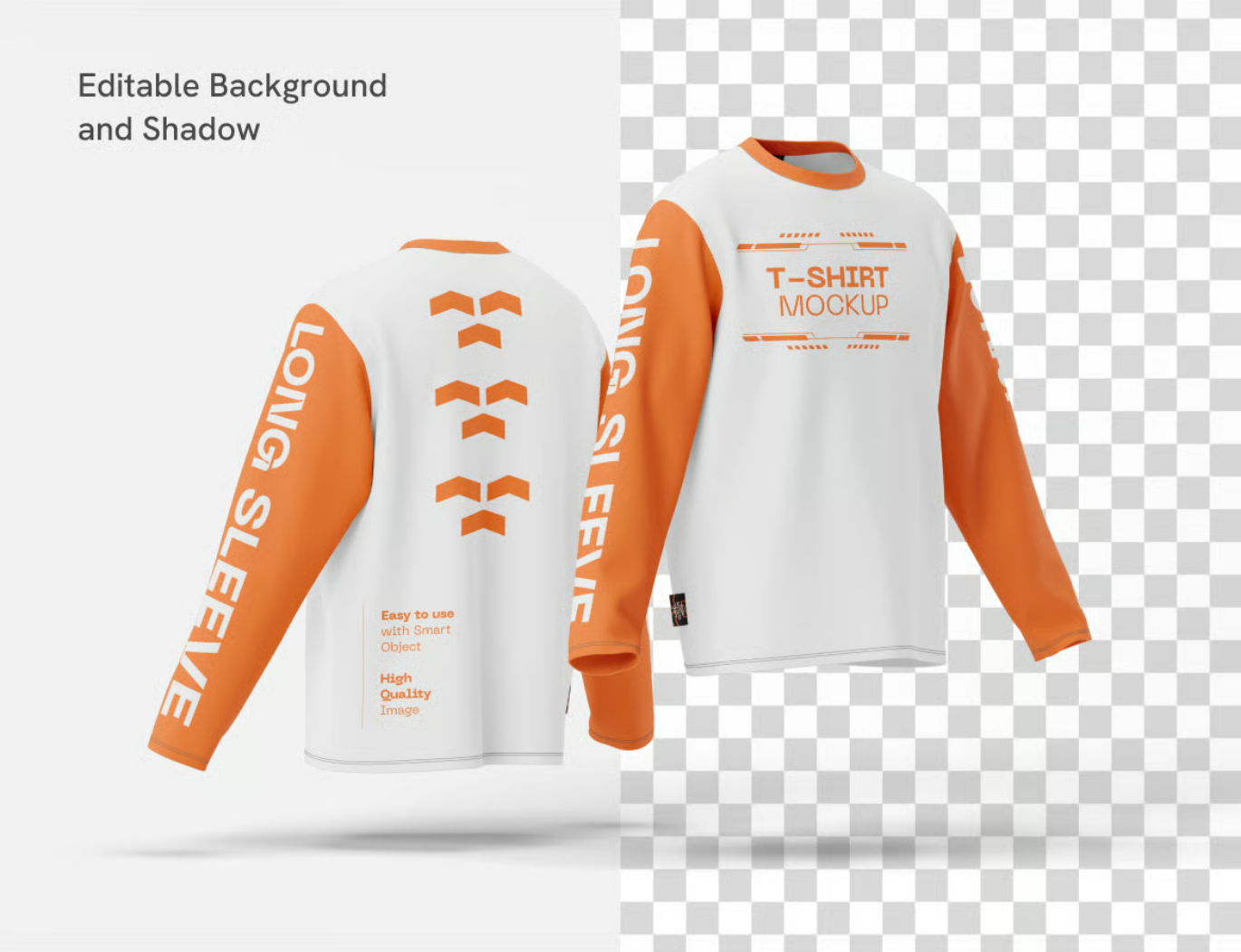 PS分层可编辑长袖T恤样机高清服装设计素材Mockup模板免抠图Long Sleeve T-Shirt Mockup-果觅网