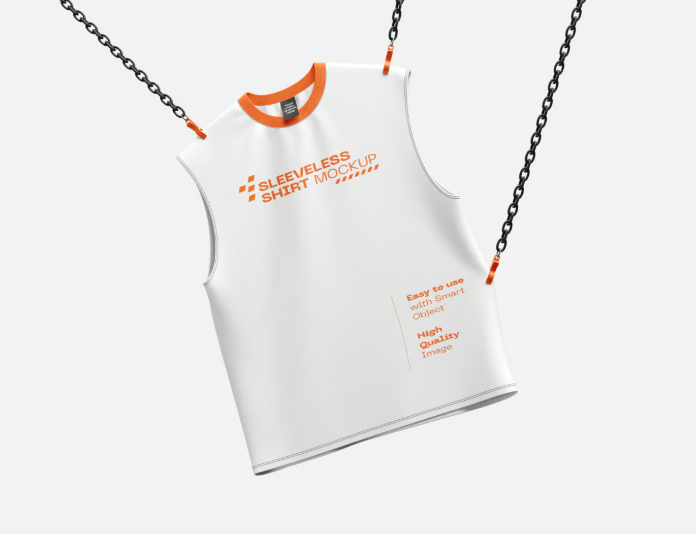 无袖T恤样机PSD分层模板服装设计素材立体展示可编辑文字层Sleeveless Shirt Mockup-果觅网