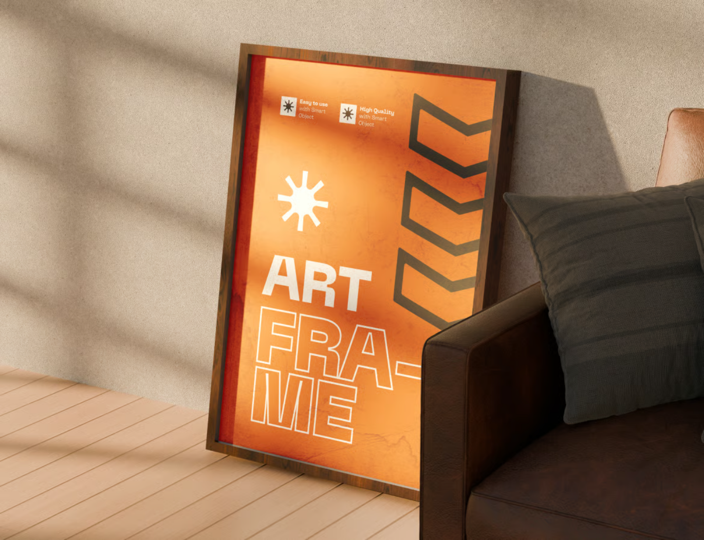 高端质感PS样机艺术画框3D立体海报设计展示模板设计师必备Art Frame Mockup-果觅网
